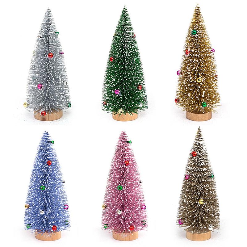 Desktop Decoration Small Pine Tree Snow Frost Colorful Pine Needle Powdered Mini Christmas Tree