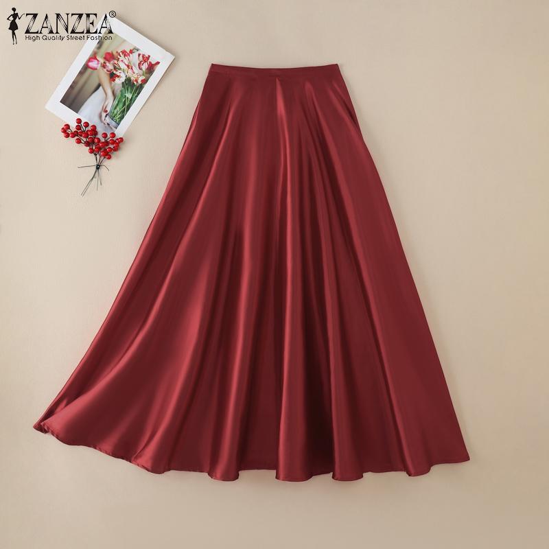 ZANZEA Женские повседневные эластичные юбки свободного покроя с высокой талией