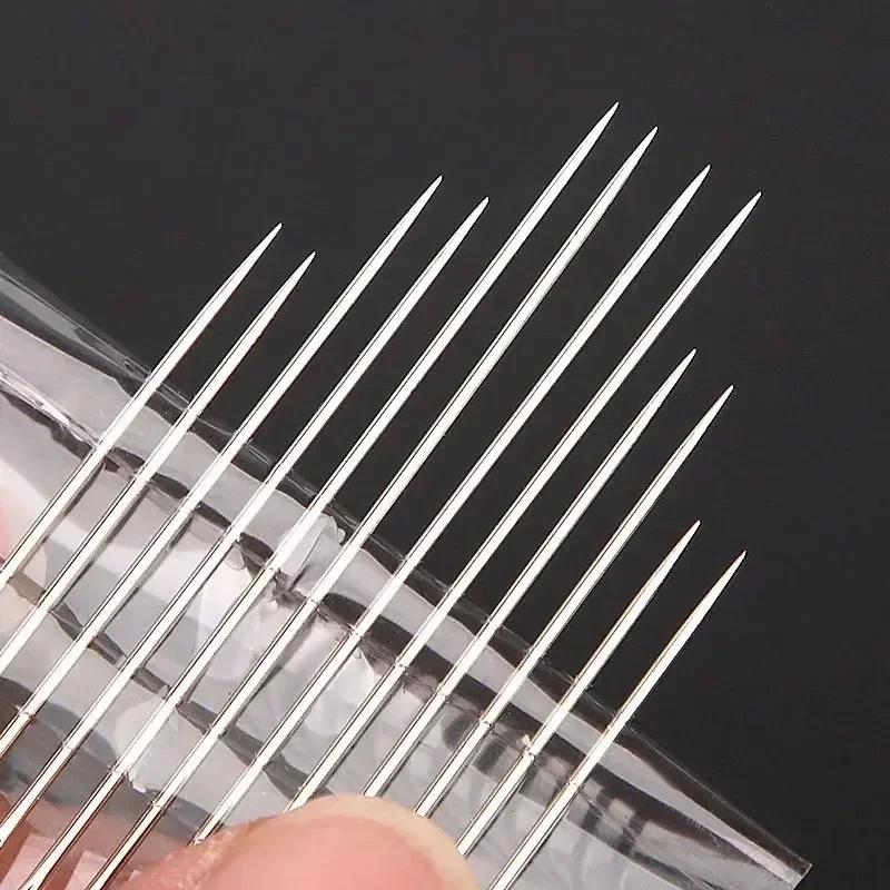 12/6pcs Blind Sewing Needles for Elderly Stainless Steel Big Hole Self Threading Needles DIY Beading Household Sewing Tools
