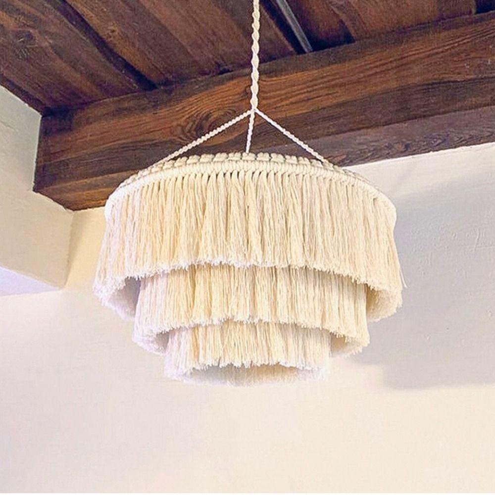 Абажур для лампы в деревенском стиле с кисточками из макраме, плетеный вручную, чехол для подвесной лампы, плетеный гобелен, абажур для отеля