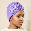 1PC Elegant Rhinestoned Retro Solid Color Ethnic Bandana Cap Fashion Flower Turban Sunscreen Hijab Elastic Headwraps