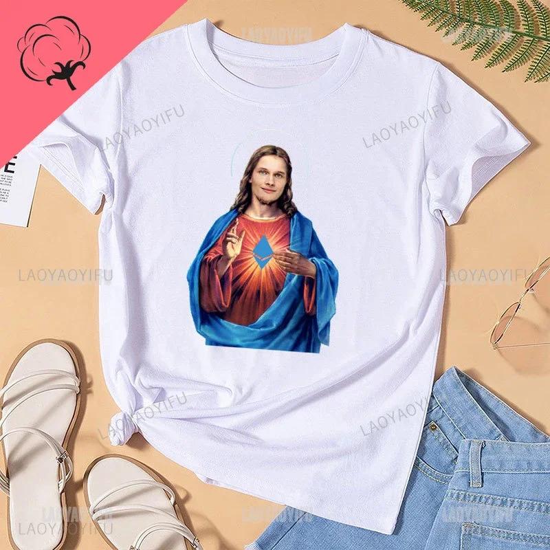 Funny Bible Faith Jesus Cotton Y2k Lady Unisexs Clothing Faith Tops Vintage Christian Clothing Jesus Loves You Aesthetic Tshirt