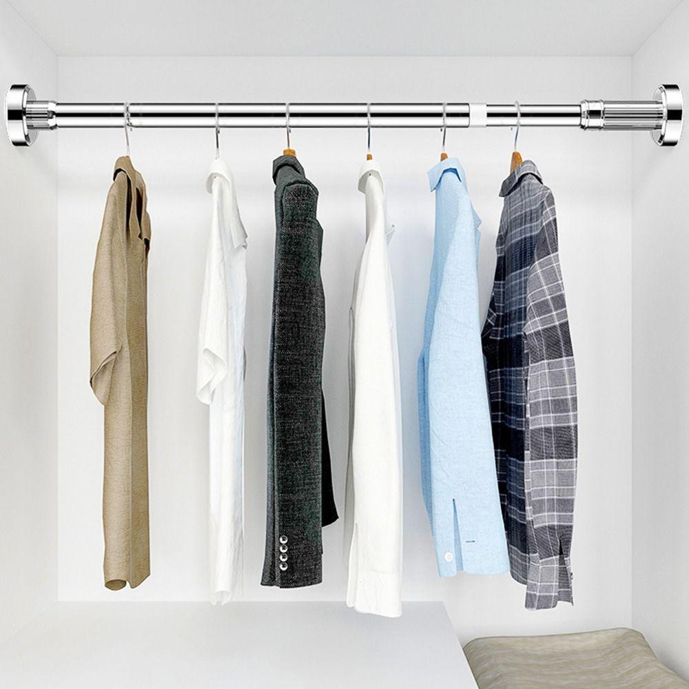 Hollow Clothes Drying Rack Stainless Steel Curtain Rod Telescopic Pole for Balcony Bathroom