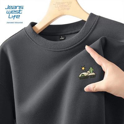 Мужская вафельная толстовка с круглым вырезом свободного кроя JEANSWEST LIFE