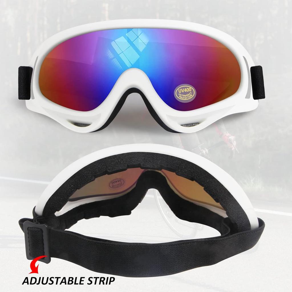 Motorcycle Goggles Kids, 2 Pack Dirt Bike ATV Motocross & Ski Goggles, Off Road Riding Glasses For Child, Anti-UV Dust Airsoft Glasses For Men Women