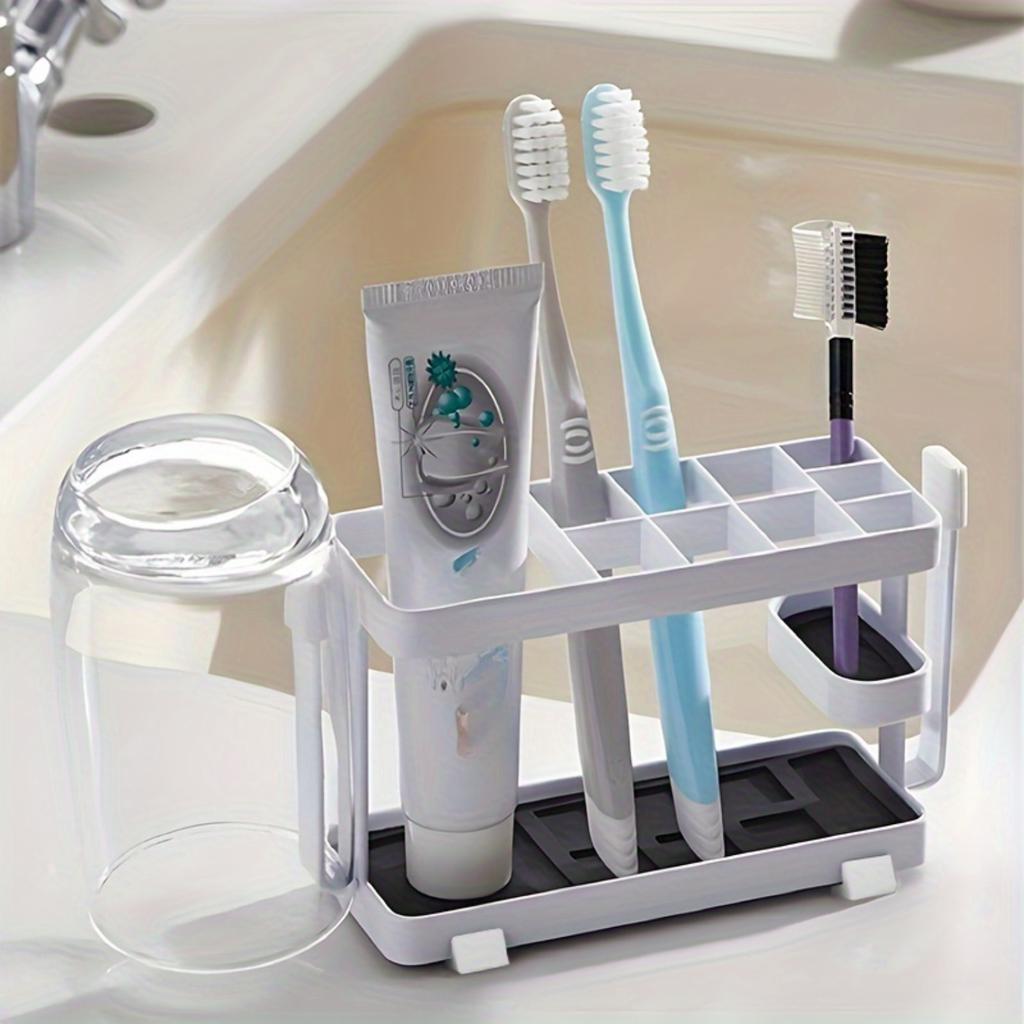 Подставка для зубных щеток на столешницу с органайзером для ванной комнаты — компактное и легкое в уходе место для хранения зубной пасты и чашек в туалетной комнате