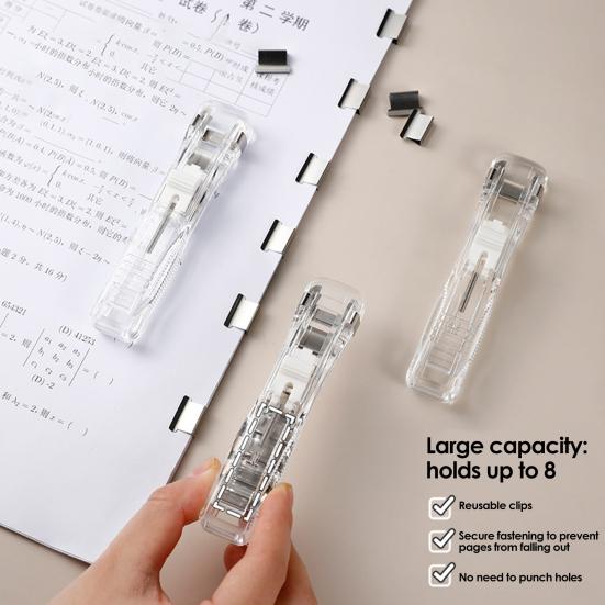 Yousheng Paper Clip Pusher Set, No Hole Punching Clip Dispenser, Lightweight PC Plastic Shell Multiple Colors Office School
