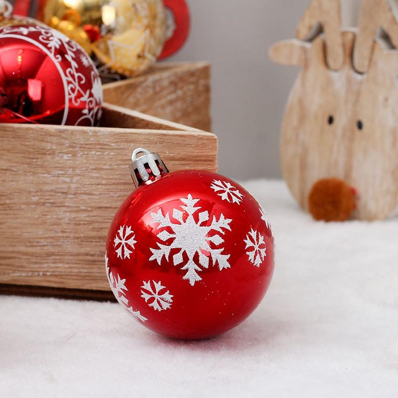 6cm Gold Red Baubles 24pcs Christmas Tree Ornaments Holiday Decorations