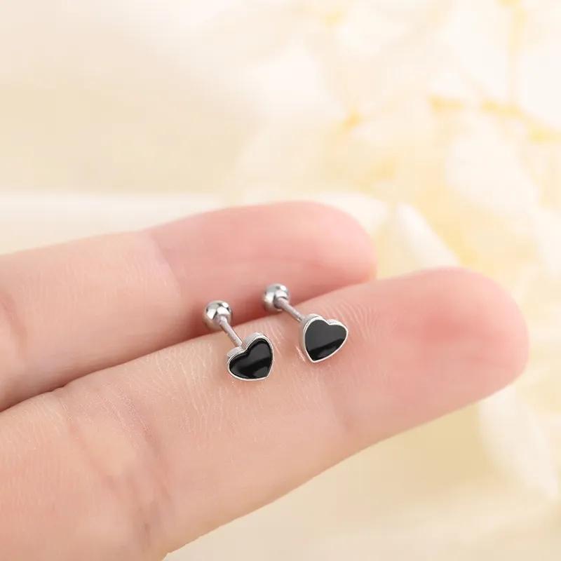 Корейские серьги-гвоздики из серебра 925 пробы для пирсинга козелка, спиральные серьги-гвоздики для женщин, 2 шт., бабочка, сердце, модные украшения для пирсинга ушей