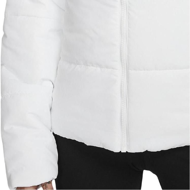 Nike Letter Logo Printed Hooded Drawstring Cotton Jacket Women Jacket White CD9044-100