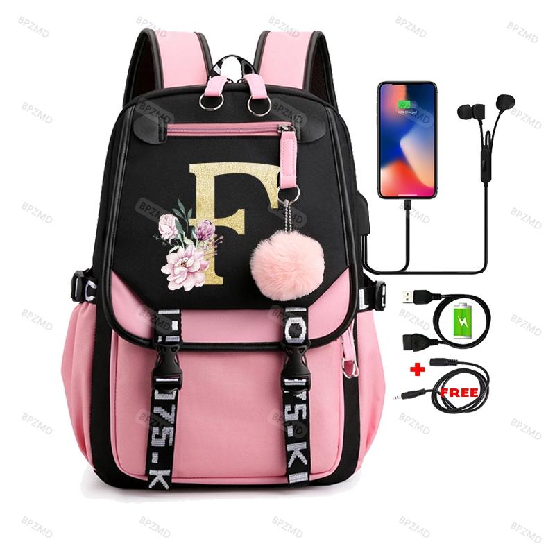 Рюкзак Blackpink с 26 английскими буквами для девочек, парусиновая школьная сумка, детский рюкзак, детская дорожная сумка, рюкзак для школьных книг
