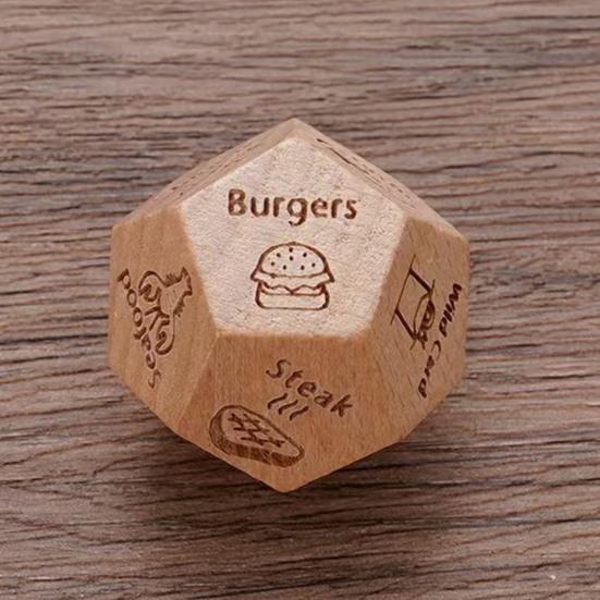 1/4Pcs Date Night Dice Couple Food Decision Wooden Dice Games with 12