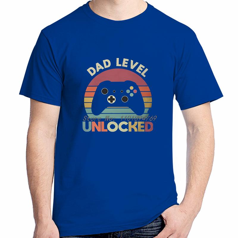 Fathers Day Daddy Grandpa Unisex Tshirt Dad Level Unlocked Retro New Dads Fashion Cotton Tshirt Streetwear Hipster Tees Tops