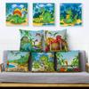 Cartoon Jurassic Dinosaur Animal Pillowcase Cushion Cover Peach Skin Pillowcase Sofa Home Decor Pillowcase