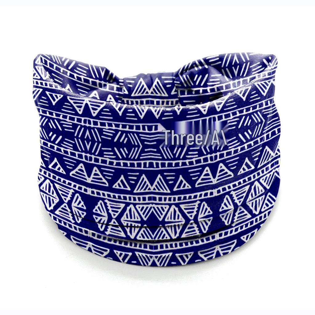 Bohemian African Ethnic Print Knotted Yoga Headband – Wide Elastic Women's Hair Accessory