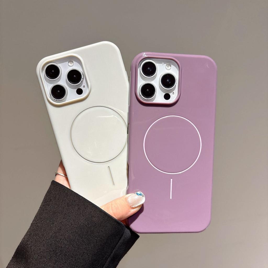 For IPhone16 Mobile Phone Case Imitation Original Fine Circle Magnetic Suction for Apple 15promax All-inclusive Solid Color Protective Case
