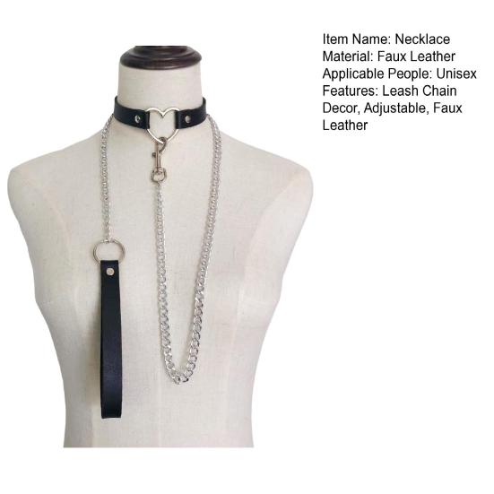Женский ошейник из искусственной кожи, поводок, цепочка, декор, регулируемое эротическое ожерелье для любовника, косплей, ночной клуб, вечеринка, чокер, индивидуальное украшение на шею