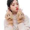 Soft Plush Fingerless Glove Cute Cat Flip Half Finger Gloves Fashion Warm Thick Gloves