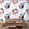 Skating Penguins with Hearts Pattern Pattern Wall Hanging Tapestry Decorative Tapestry Home Decor for Bedroom and Living Room