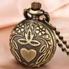 Vintage Bronze Quartz Small Pocket Watch Pendant for Men Women Peach Heart Pocket Watch Gift for Boys Girls Arabic Pocket Watch Gift for Christmas