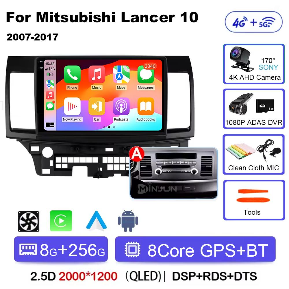 Android 14 Carplay Auto Автомагнитола Мультимедийный плеер Для Mitsubishi Lancer 2007-2013 Экран Qualcomm Авторадио Стерео Головное устройство