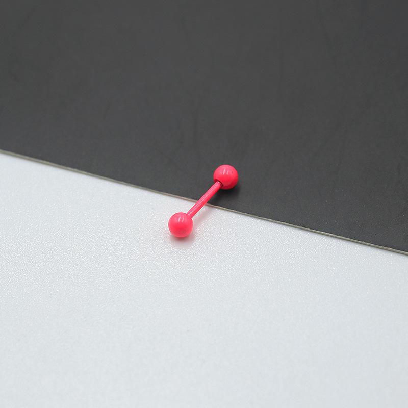 2Pcs Round Ball Dumbbell Fluorescent Titanium Steel Stud Ear Bone Stud Double Ball Thread Stud Ear