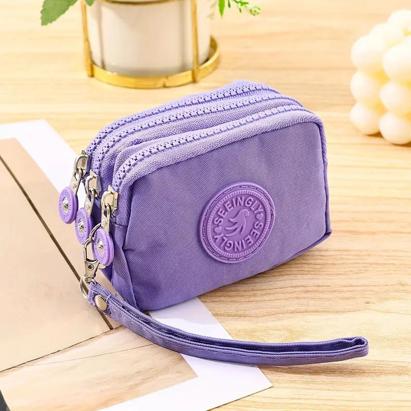 1 шт. кошелек для монет на молнии, подарочный кошелек для монет, простой водонепроницаемый чехол для ключей, многослойный кулон из нейлона, разноцветный