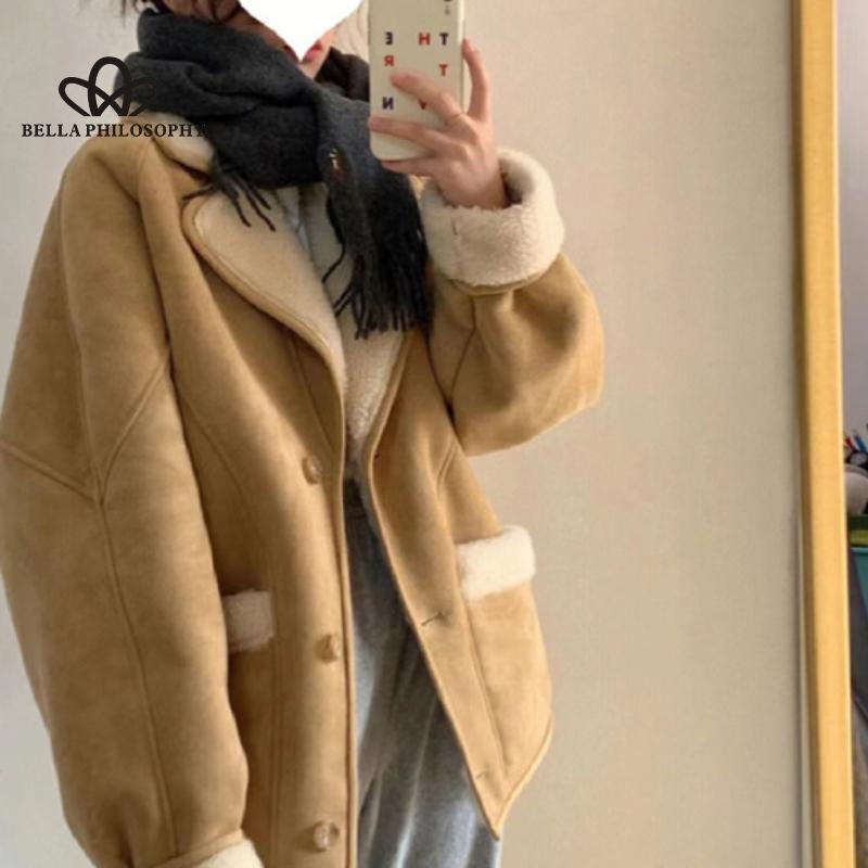 Женское пальто, толстое пальто, замшевое короткое пальто ягненка, зимнее новое утолщенное модное пальто ягненка