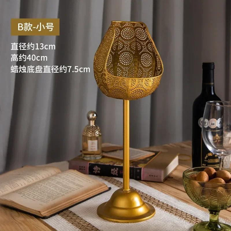 1 шт. Европейский стиль металлический подсвечник ювелирные изделия ручной работы полый узорчатый золотой подсвечник подсвечник для ужина