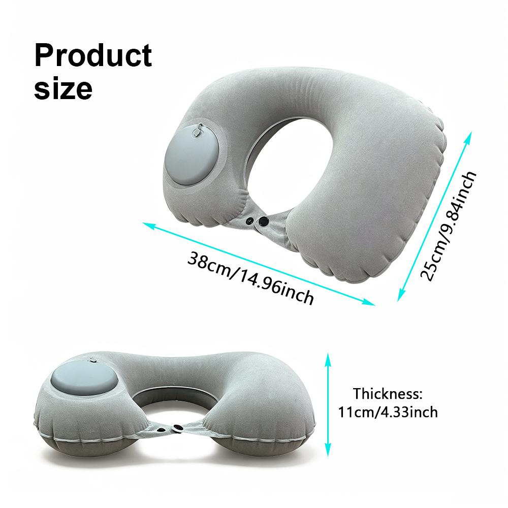 1 U-shaped inflatable neck pillow, portable compression inflatable U-shaped support pillow, office travel outdoor neck pillow