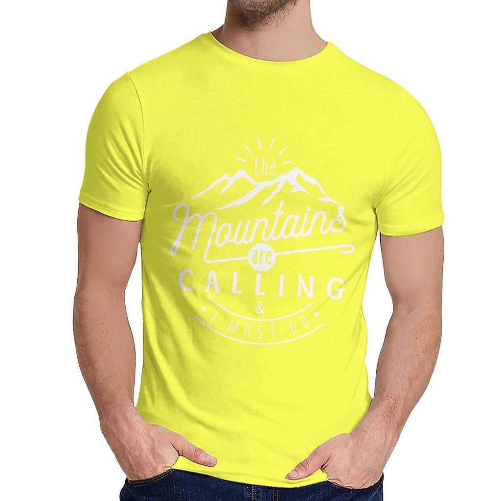 Unisex Tee Shirt The Mountains Are Calling And I Must Go Hiking Climbing Quality Cotton Casual