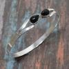 Драгоценный камень черный оникс, твердые ювелирные изделия ручной работы из стерлингового серебра 925 пробы, регулируемые манжеты/браслеты