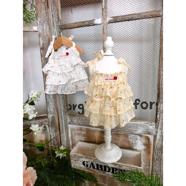 Fashion Small Pet Summer Outfit Floral Printed Tiered Ruffle Cake Dress Adjustable Sling Strap Party Wear Gorgeous Lovely Gentle