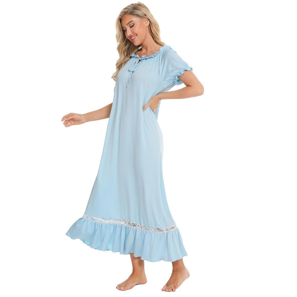 Pajamas for Women Short Sleeve Night Sleep Dress Comfy Loose Casual Lounge Wear Spring Summer Autumn Nightgowns