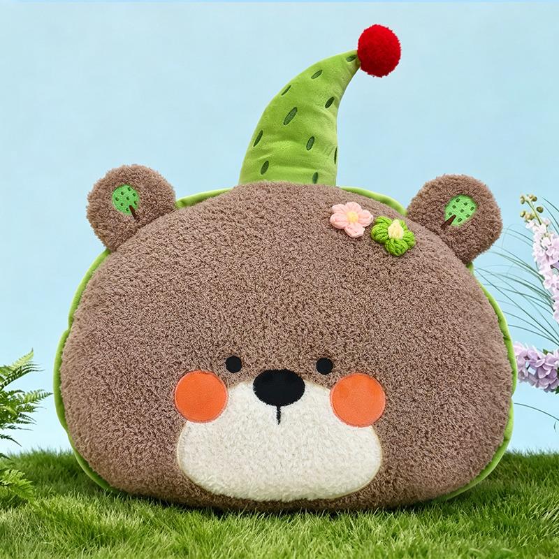 Stuffed Spring Cushion Plush Dove of Peace Plush Toy Green Tree & Glass Cushion Birthday Hat Brown Colour Bear Pillow Home Decor
