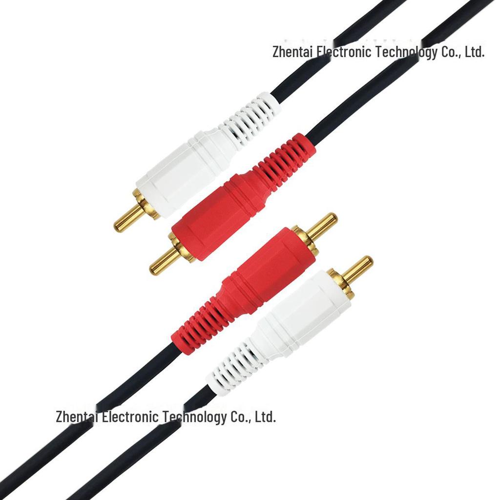 Аудиокабель для телевизора/компьютера 2-в-2 с двойной головкой Lotus с красными и белыми штекерами