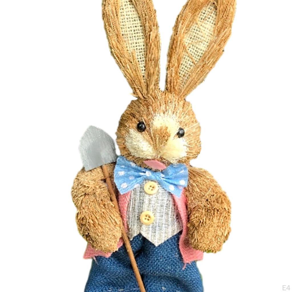 Фигурка пасхального кролика, статуя соломенного кролика, скульптура животного для украшения спальни