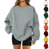 Women's Round Neck Tops Cotton Women's Casual Fashion Long Sleeve With Pocketed O-Neck Pullover Top Blouse