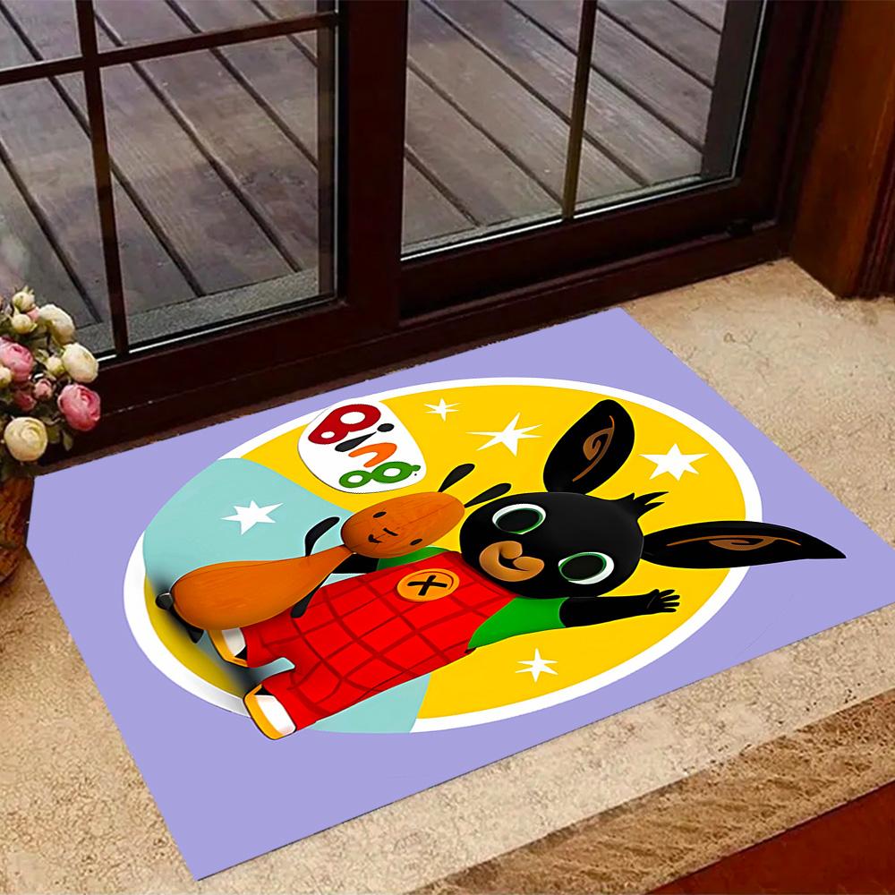 Bing Bunny Colorful Adventure Themed Anti-Slip Rugs - Polyester Home Decor, Suitable for Bedrooms, Living Rooms, Doorways, Studios, and Decorations