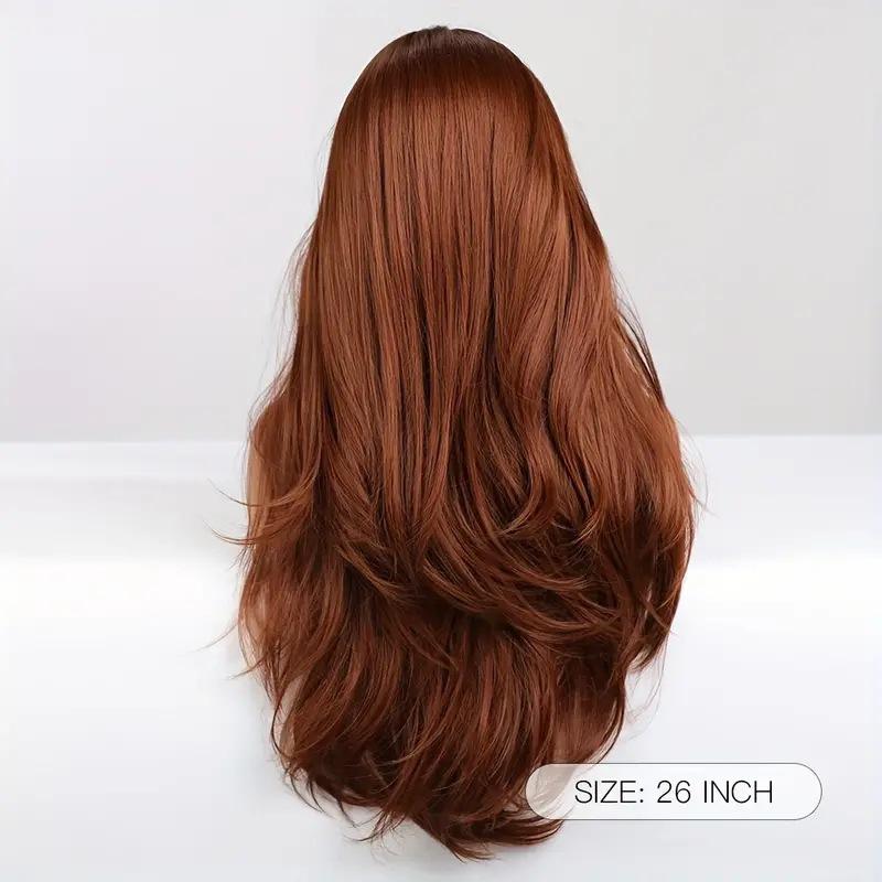 Cross-Border Fashion Adjustable Heat Resistant Long Curly Hair Bangs Light Brown Lace Women's Face-Slimming Wig 130% Density
