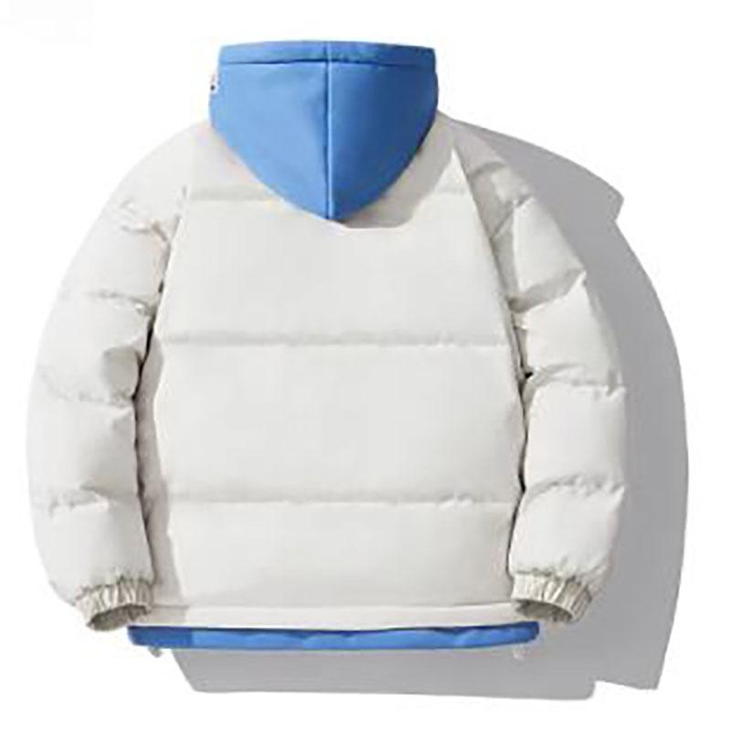 Мужская зимняя куртка большого размера с утолщенным пухом, теплая свободная одежда чистого цвета, короткая повседневная куртка с капюшоном на молнии для активного отдыха