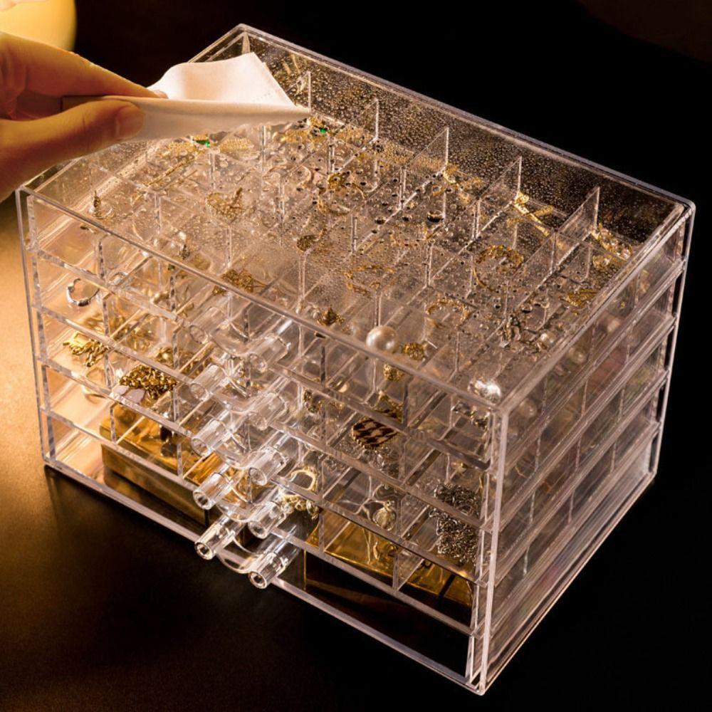 Acrylic Jewelry Storage Box Drawer Style Nail Art Organizer Box Jewelry Sorting Box Bathroom