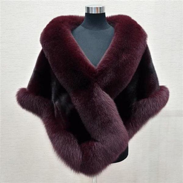 Faux Fur Shawl Women Imitation Fox Fur Dress Capes Thick Warm Short Furry Coat Luxury and Wealth Autumn Winter