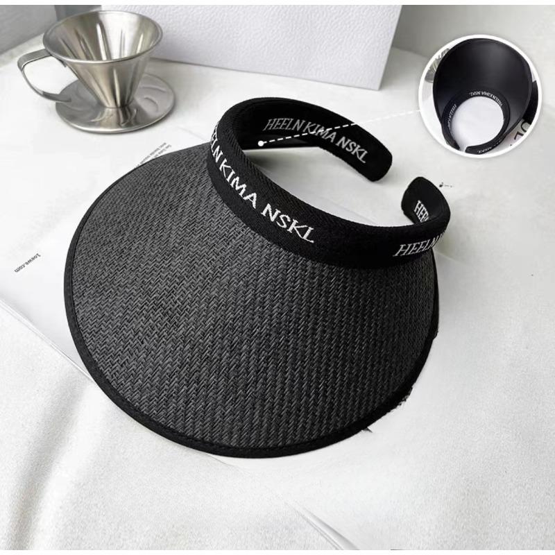 Новая летняя виниловая защита от солнца и УФ-повязка на голову Плетеная из соломы Взрослая с открытым верхом Буквы Широкие поля шляпы Маленькое лицо