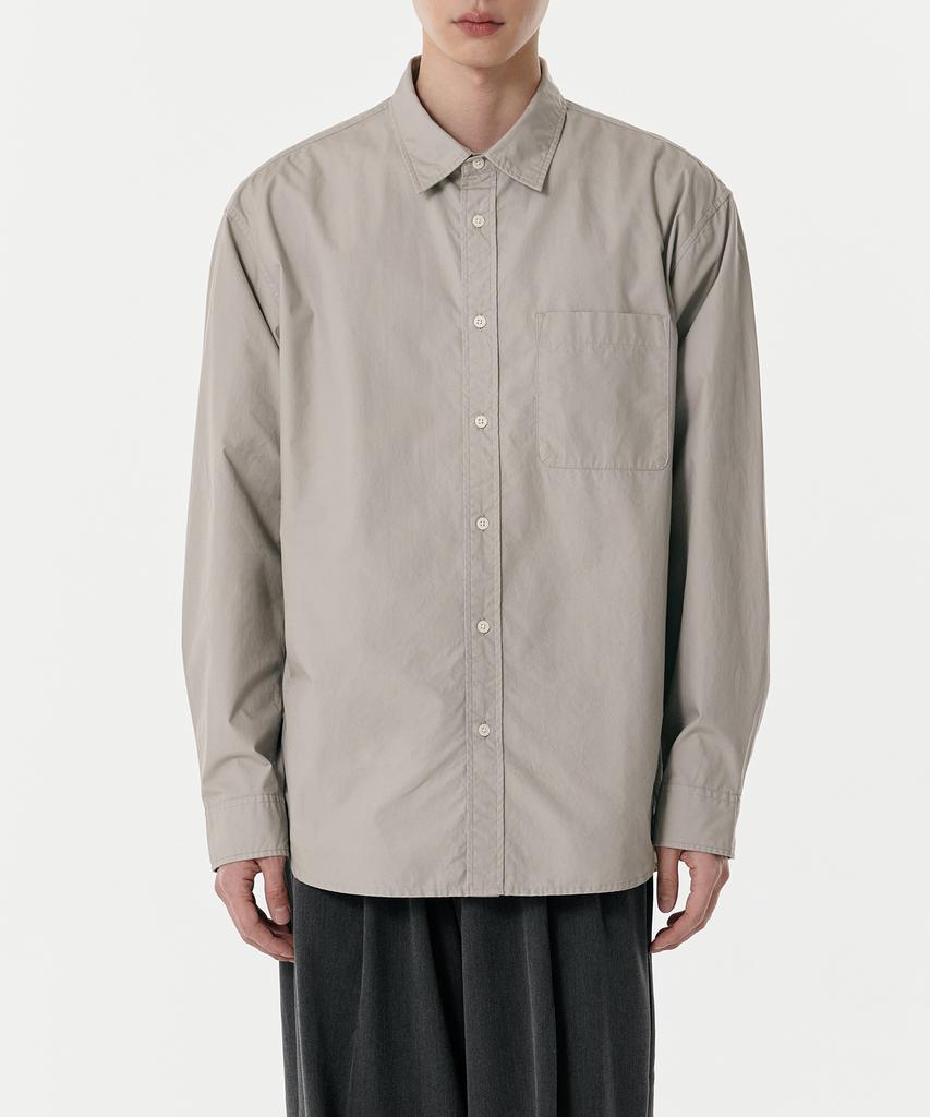 MUSINSA STANDARD Relaxed Washed Poplin Shirt [Light Warm Grey]