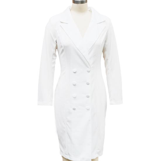 Женское платье-пиджак С лацканами V-образный вырез Длинный рукав Рабочее платье Для церкви Офиса Платье-футляр Двубортный Деловой наряд