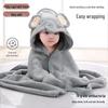 Newborn Cartoon Hooded Swaddle Blanket - Absorbent Coral Fleece for Spring & Autumn