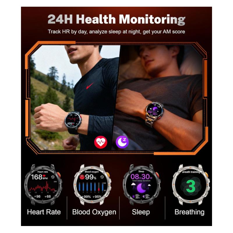 2026 New Men Bluetooth Call Smart Watch Military Built-in GPS Compass Barometric Altimeter 30ATM Waterproof Bluetooth Call Smart Watch