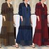 Women's Casual Cotton Linen Printed Loose Temperament Long Shirt Dress