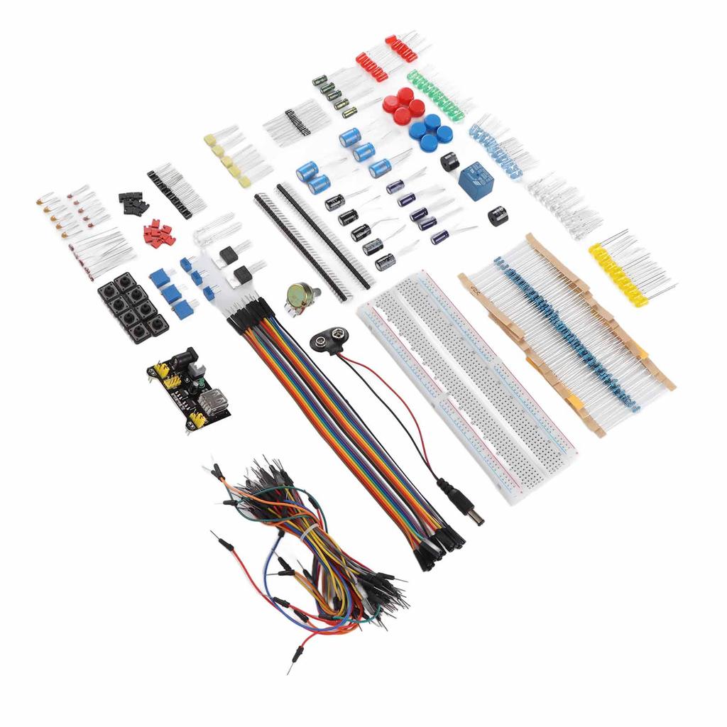 Комплект электронных компонентов Starter Fun Assortment 830 точек соединения Макетная плата Резистор Конденсатор Диод 
